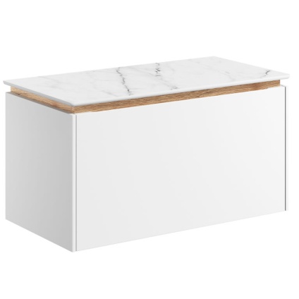 Cutout image of Crosswater Mada 700mm Matt White Wall-Hung Vanity Unit & Worktop